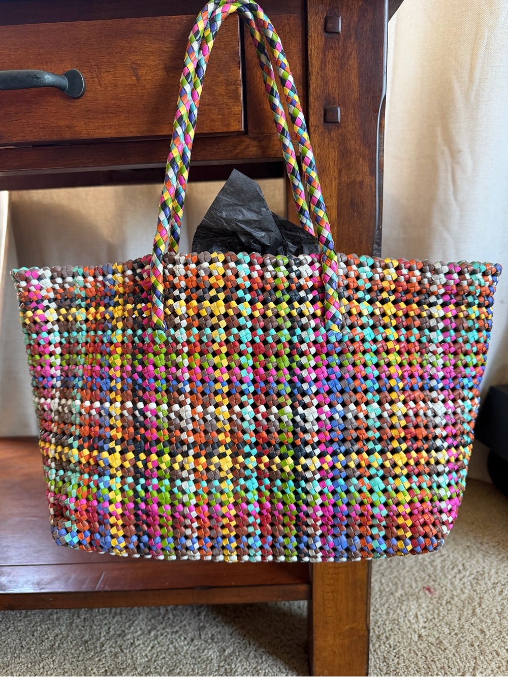 Dragon Diffusion Multicolor Woven Tote - Flower Multi Tote - Picture 3 of 7